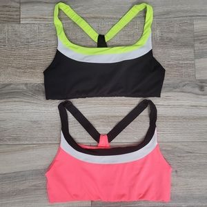 Set of 2 Love & Sports Sophia Colorband Compression Sports Bras Women's L 12-14